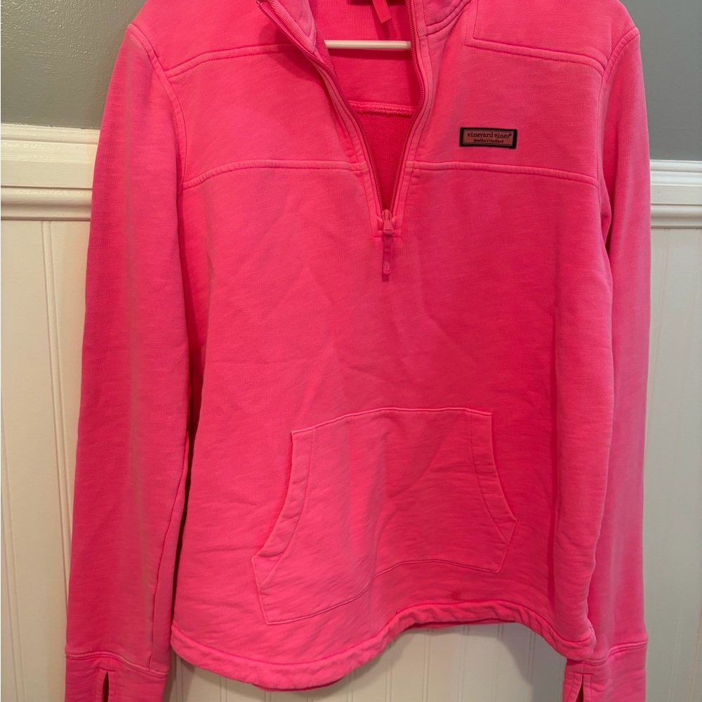 Vineyard Vines Bright Pink Quarter-Zip Sweatshirt